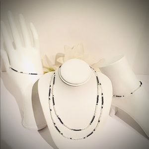 Layered Necklaces with Anklet and Bracelet